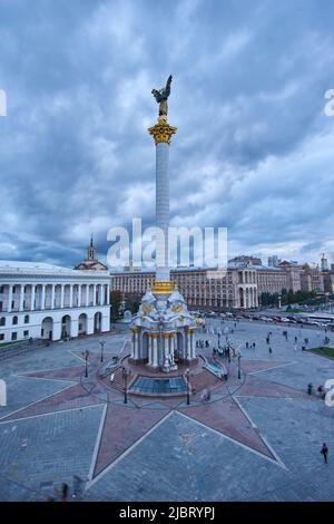 KYIV, UKRAINE, September 06, 2017: Independence Square Maidan Nezalezhnosti in Kiev and National memorial to the heroes of heavenly hundred and revolu Stock Photo