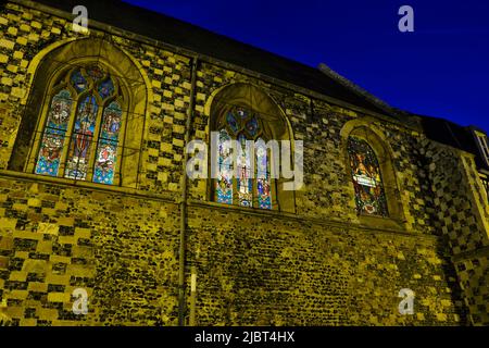 France, Somme, Saint Valery sur Somme, Place Saint Martin, Saint Martin church Stock Photo