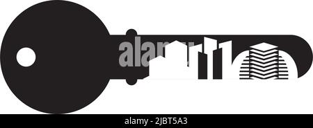 Apartment logo icon design incorporated with key icon illustration template Stock Vector