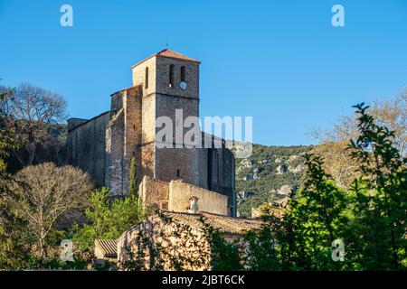 France, Herault, Moureze, 14th century Sainte-Marie church Stock Photo