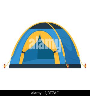Camping tourist tent for travel and camping isolated on white background. Flat vector illustration. Stock Vector