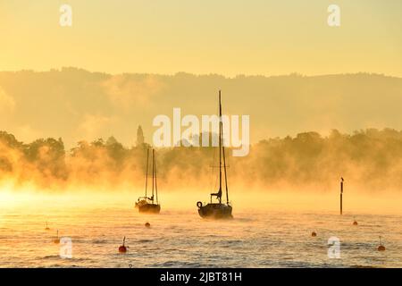 Germany, Bavaria, Lake Constance (Bodensee), near Lindau, Wasserburg, the port Stock Photo