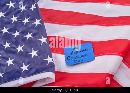 Seventeen september constitution day and flag the United States. Banner with stripes and stars. Stock Photo