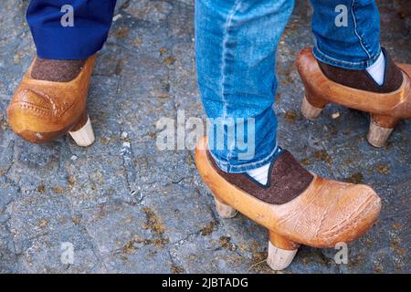 France, Paris, Folies Bearnaises, Transhumances on the Champs Elysees, great parade at the end of the International Agricultural Show, Studded clogs Stock Photo