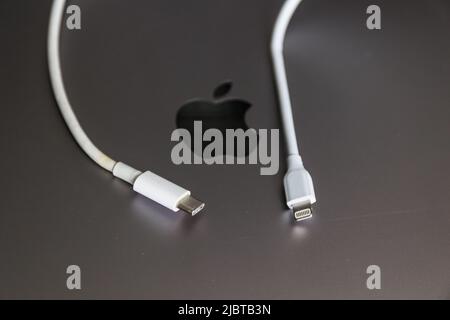 Apple charger and USB Type C charger Stock Photo