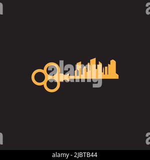 Apartment logo icon design incorporated with key icon illustration template Stock Vector