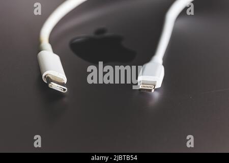 Apple charger and USB Type C charger Stock Photo