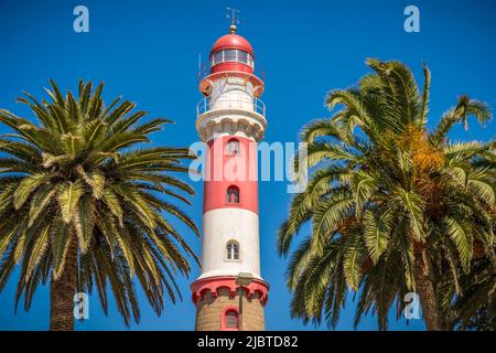 Namibia, Skeleton Coast, Erongo region, Swakopmund, the lighthouse, Germanic architecture, heritage of German colonization in the early 20th century Stock Photo