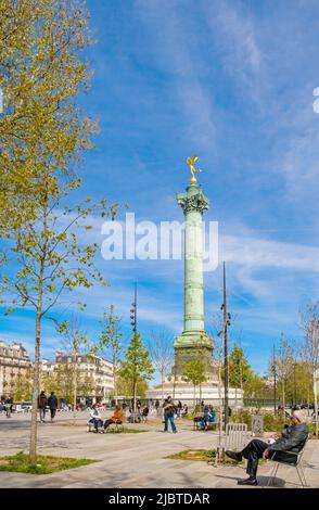 France, Paris, Place de la Bastille and the July Column Stock Photo