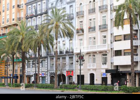 Spain, Valencia, Eixample district, Gran Via de les Germanies ...