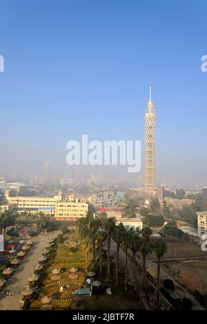 Egypt, Cairo, Zamalek district, Gezira island, Cairo Tower by architect Naoum Chebib Stock Photo