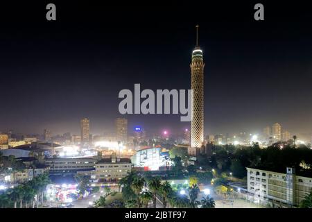 Egypt, Cairo, Zamalek district, Gezira island, Cairo Tower by architect Naoum Chebib Stock Photo