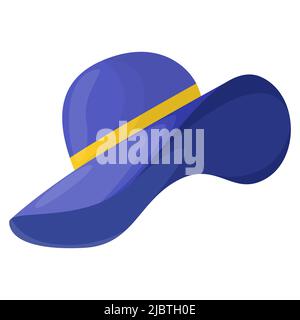 Beautiful women's summer hat. Stylish summer female headwear. A fashion accessory for a vacation at sea in hot countries. Flat vector illustration. Stock Vector