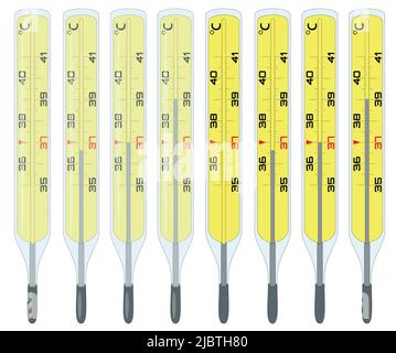 Thermometer constructor for measuring body temperature. Celsius measurement scale. Mercury thermometer. Stock Vector