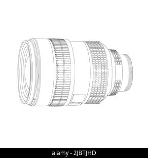 The structure realistic photocamera lens for schools and master classes for the study of cameraman, photography, video. Vector. Stock Vector