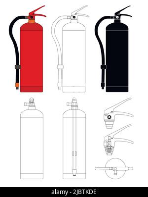 Vector drawing of a fire extinguisher for fire safety instructions. Stock Vector
