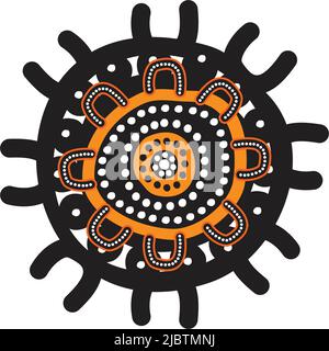 Aboriginal art dots painting icon logo design illustration template Stock Vector