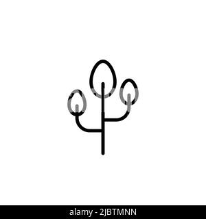 Geometrical branch with leaves icon. Black outline logo. Minimalist modern style. Vector illustration, flat design Stock Vector