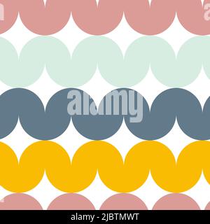 Waves seamless pattern. Colorful rounded shapes. Vector illustration, flat design Stock Vector