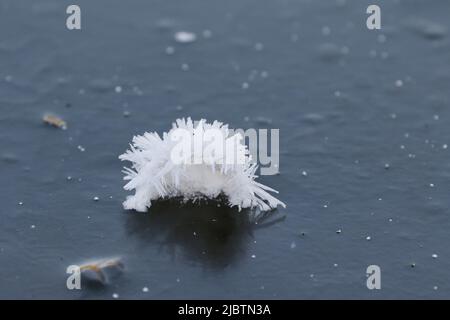 Formation of ice crystals on ice sheet Stock Photo