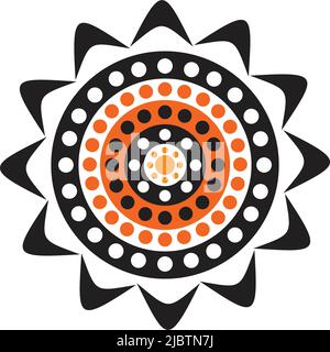 Aboriginal art dots painting icon logo design illustration template Stock Vector
