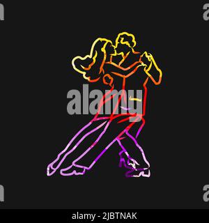 Dance Couple Outline. Real drawing by hand. Colorful vector sign. Stock Vector
