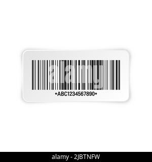 Realistic barcode sticker. Identification tracking code. Serial number, product ID with digital information. Store or supermarket scan labels, price Stock Vector