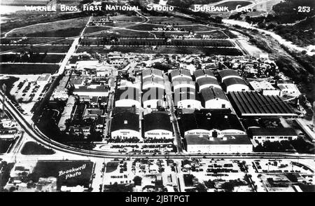 WARNER BROS. FIRST NATIONAL and COSMOPOLITAN STUDIOS aerial view in Burbank, California circa 1935 Stock Photo