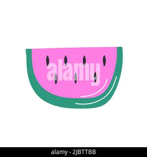 Hand drawn doodle decor with funny watermelon. Colorful icon for prints, posters, T-shirt. Stock Vector