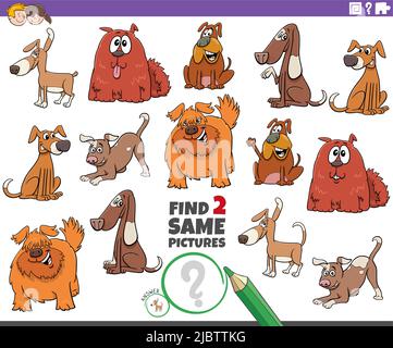 find two same cartoon dogs game coloring page Stock Vector Image & Art ...