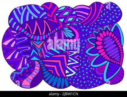 Abstract pattern, ethno style, stylish texture. Psychedelic colorful surreal doodle stylish card. Stock Vector