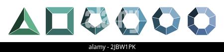 Triangle and square infographic polygon set, pentagon and hexagon diagram, heptagon and octagon scheme template. Separate elements layout. Green, mint Stock Vector