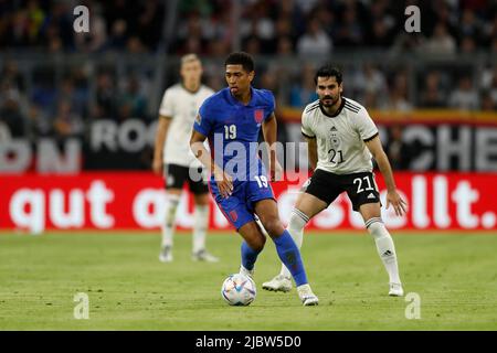 Munich, Germany. 7th June, 2022. Jude Bellingham (ENG) Football/Soccer : UEFA Nations League group stage for final tournament Group A3 between Germany 1-1 England at the Allianz Arena in Munich, Germany . Credit: Mutsu Kawamori/AFLO/Alamy Live News Stock Photo