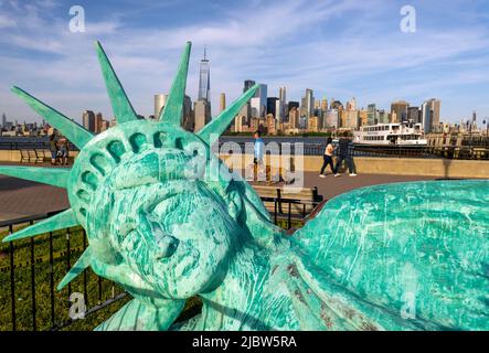 Reclining Liberty in Liberty State Park in Jersey city NJ Stock Photo