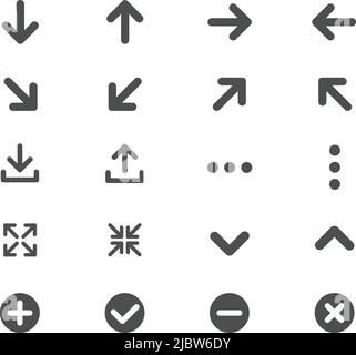 Arrows and signs web icons. Ui elements. Arrows and signs vector icons for web, mobile and ui design Stock Vector