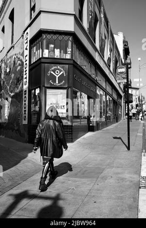 The landmark City Lights Booksellers shop in San Francisco, California, was founded in 1953 by poet Lawrence Ferlinghetti. Stock Photo