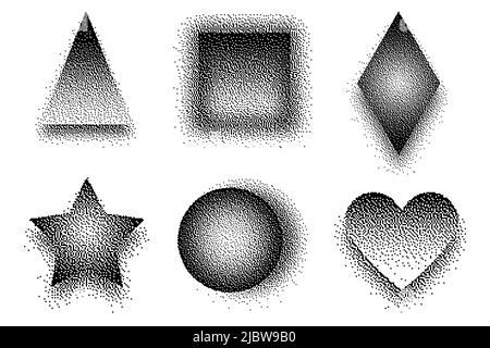 Collection of bitmap geometric shapes Stock Vector
