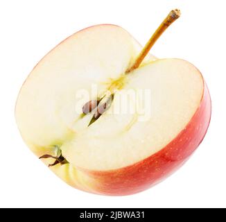 half of red apples with clipping path isolated on a white background. Stock Photo
