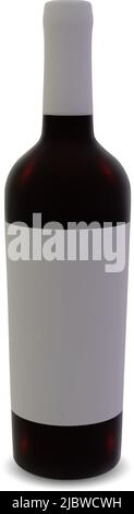 A bottle of red wine. Vector image. Stock Vector