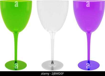 Set of realistic colored liquor glasses. Vector image. Stock Vector