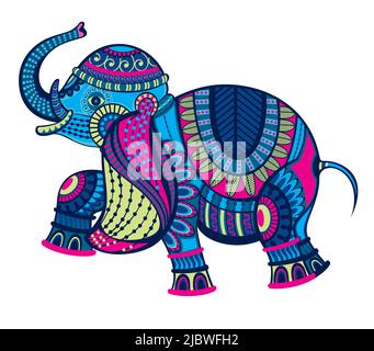 Elephant. Illustration for design, pattern, textiles. Stock Vector