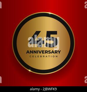 45 years anniversary celebration background. Celebrating 45th anniversary event party poster template. Vector golden circle with numbers and text on Stock Vector