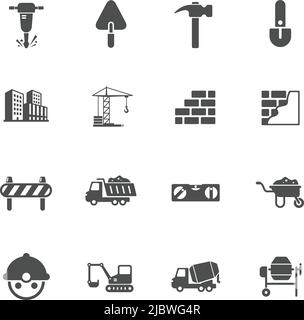 building construction industry vector icon set Stock Vector