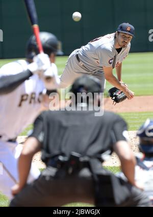 Pittsburgh, United States. 08th June, 2022. Detroit Tigers starting pitcher Alex Faedo (49) throws in the second inning against the Pittsburgh Pirates at PNC Park on Wednesday June 8, 2022 in Pittsburgh. Photo by Archie Carpenter/UPI Credit: UPI/Alamy Live News Stock Photo