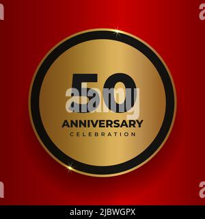50 years anniversary celebration background. Celebrating 50th anniversary event party poster template. Vector golden circle with numbers and text on Stock Vector