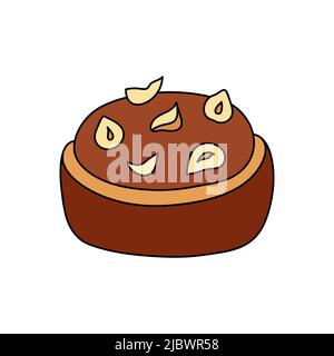 Pretty doodle cake. Design sketch element for menu cafe, bistro, restaurant, coffeehouse, bakery, label, poster, banner, flyer and packaging. Vector Stock Vector