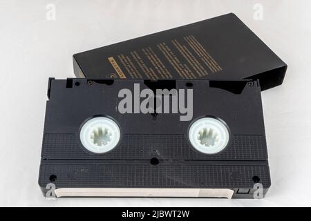 Old Video Cassette on white isolated backgorund Stock Photo
