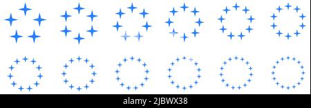 Circle made out of four pointed stars, version with five to sixteen objects, can be used as infographics element Stock Vector