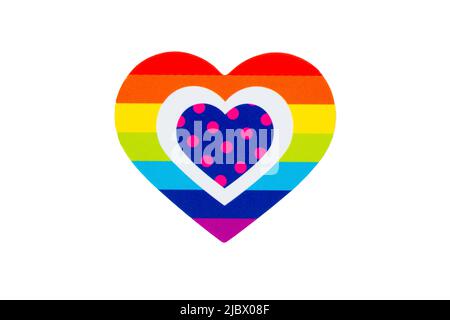 Rainbow heart symbol for gay pride month isolated on white background Stock Photo