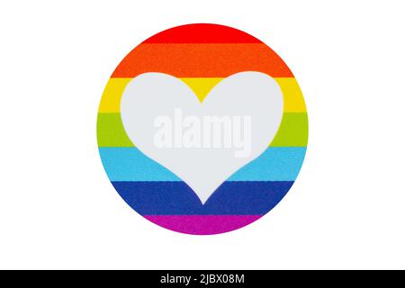 Rainbow heart symbol for gay pride month isolated on white background Stock Photo